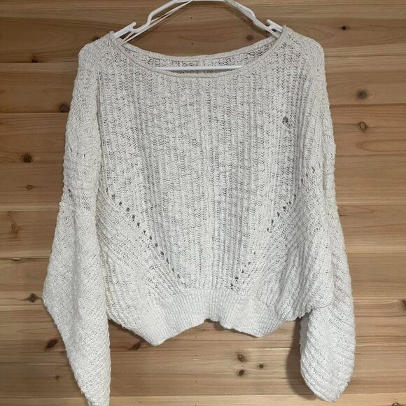 Anthropology White Cropped Knit Sweater - Picture 1 of 5